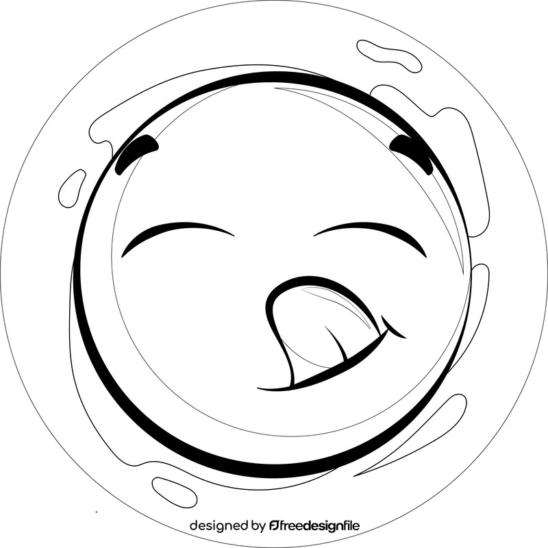 Tongue out emoji, emoticon, smiley black and white vector