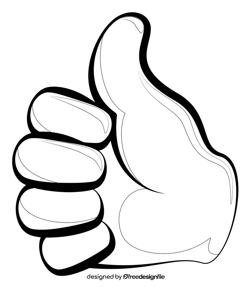 Thumbs up emoji, emoticon drawing black and white clipart free download