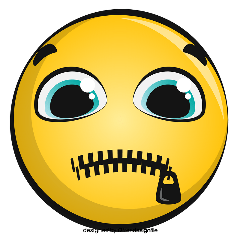 Zipped mouth emoji, emoticon, smiley clipart