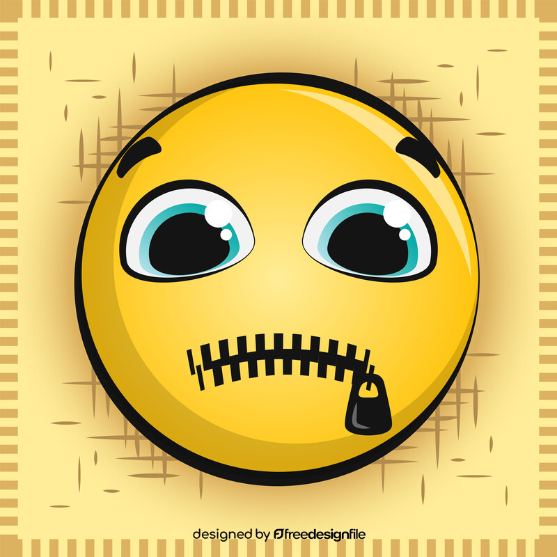 Zipped mouth emoji, emoticon, smiley vector