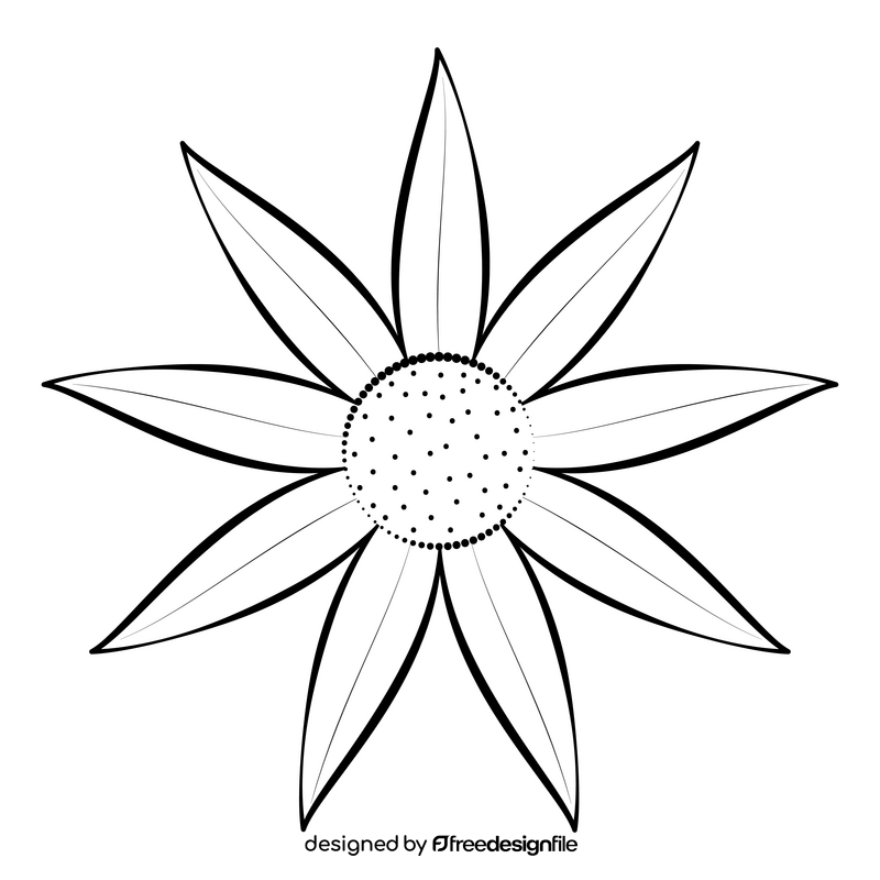 Flannel flower black and white clipart