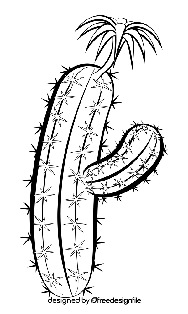 Cactus flower black and white clipart