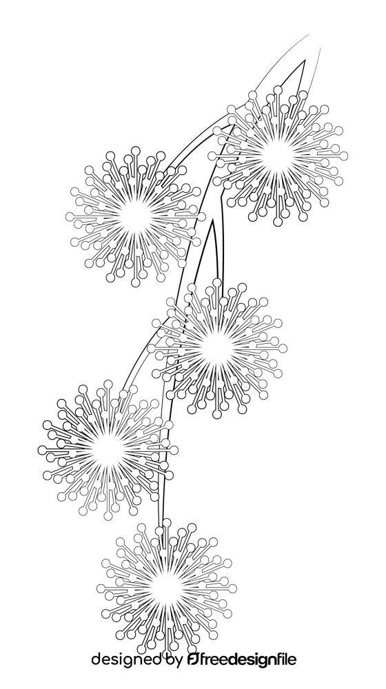 Mimosa flower black and white clipart