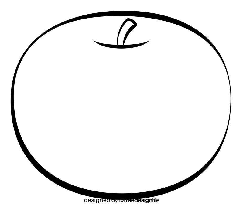 Green apple outline black and white clipart