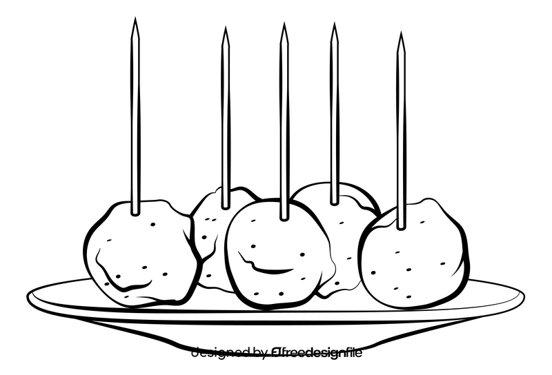 Meatballs black and white clipart