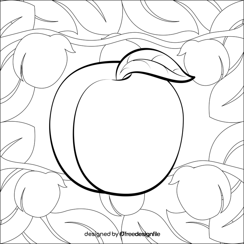 Peach fruit drawing black and white vector
