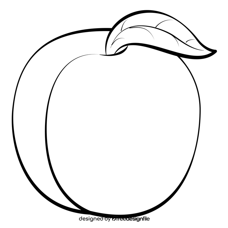 Peach fruit outline black and white clipart
