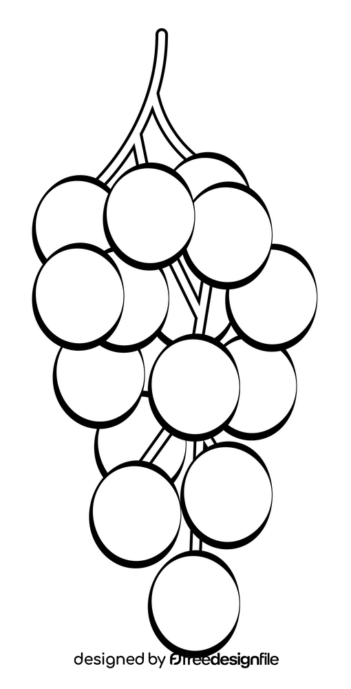 Grapes fruit outline black and white clipart