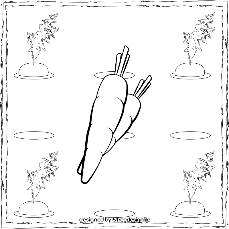 Carrot vegetable drawing black and white vector