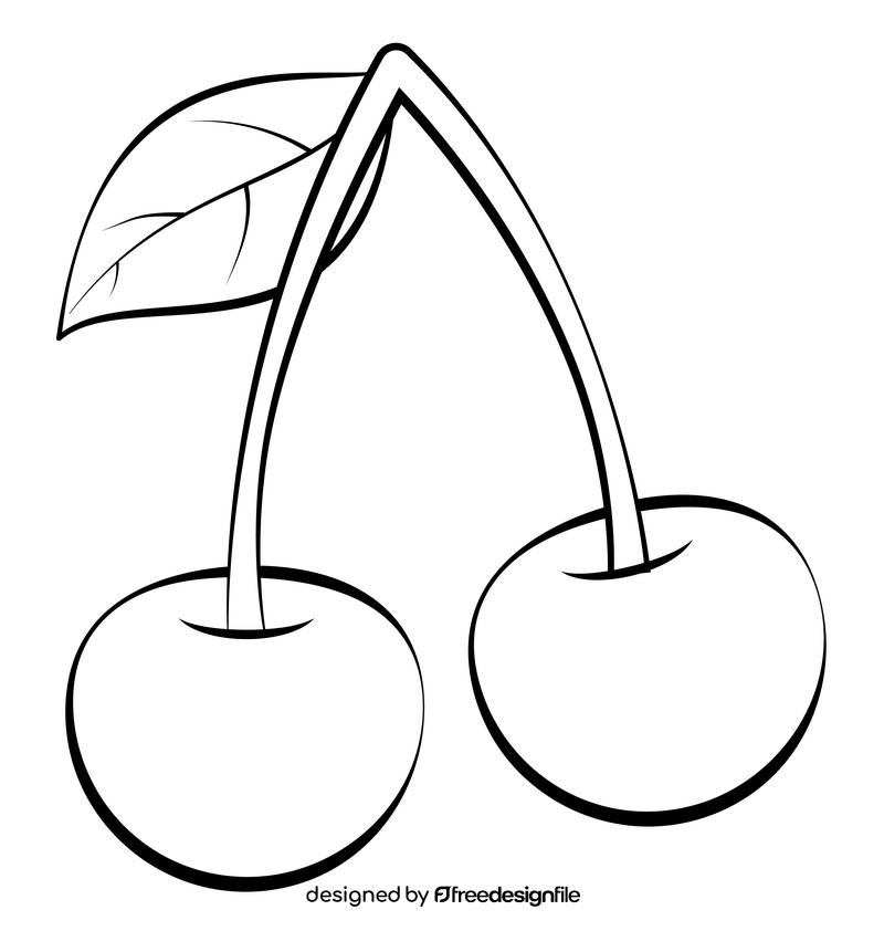 Cherry drawing black and white clipart