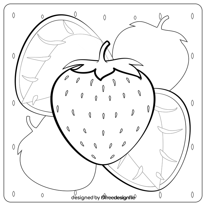 Strawberry fruit drawing black and white vector