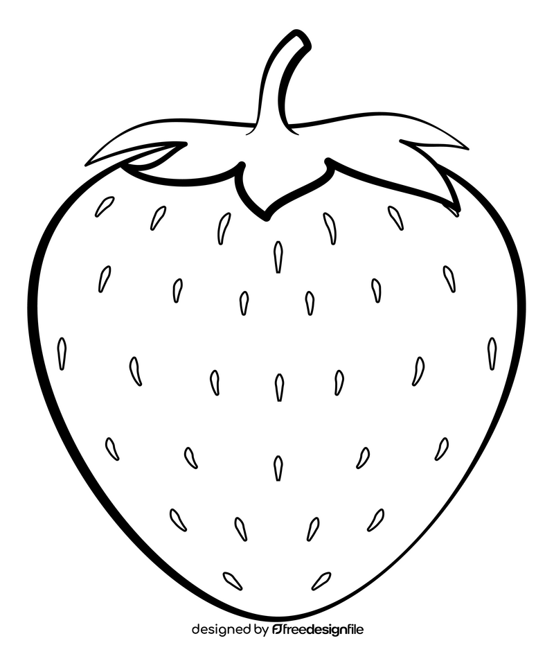 Strawberry fruit outline black and white clipart