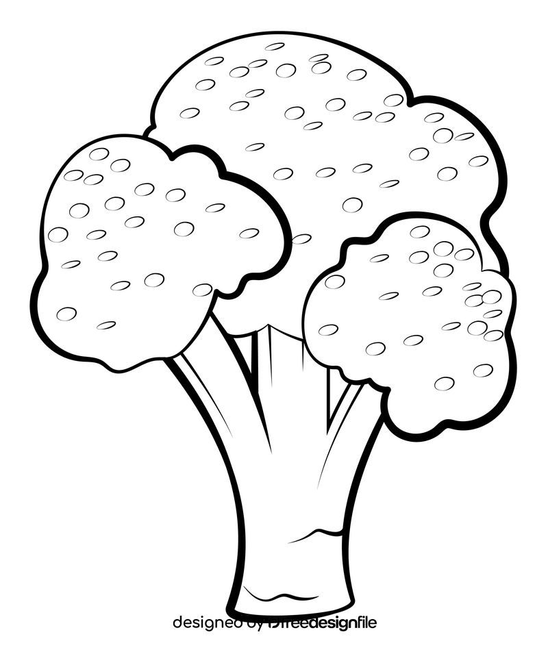Broccoli vegetable outline black and white clipart