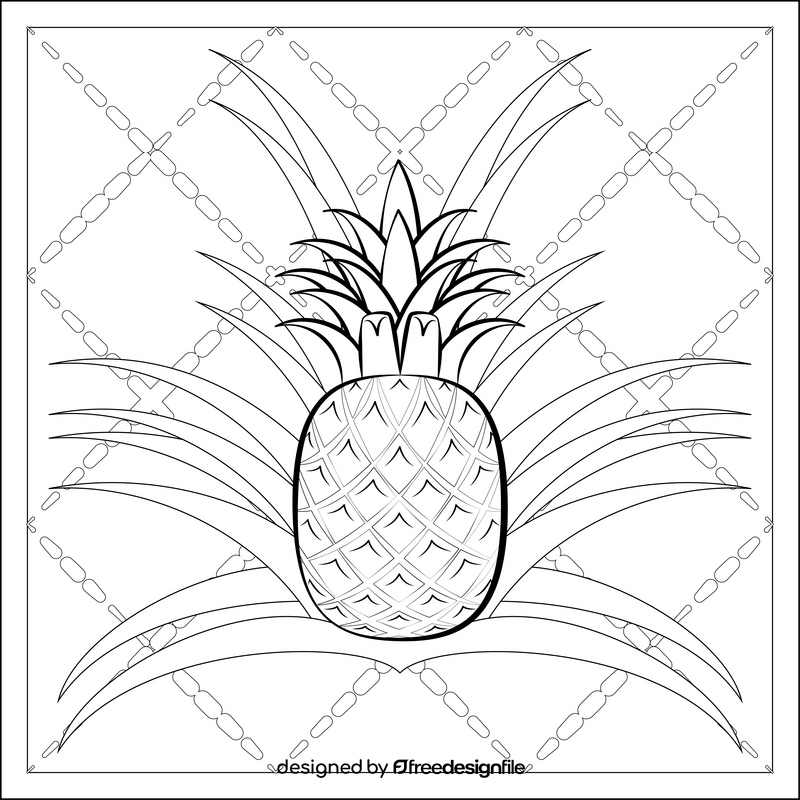 Pineapple fruit drawing black and white vector