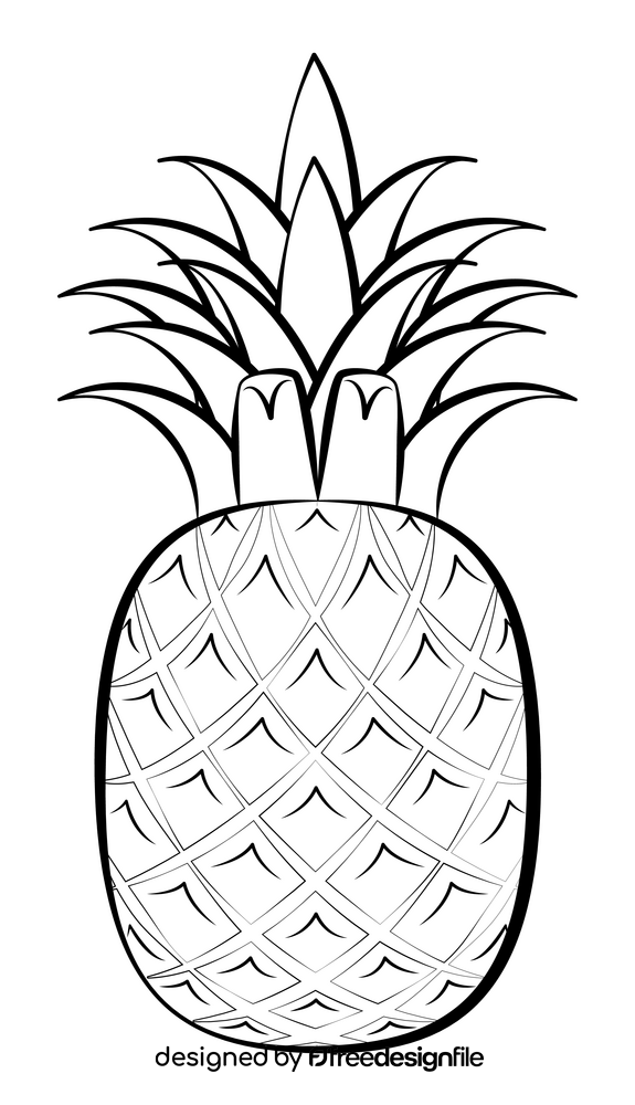 Pineapple fruit outline black and white clipart