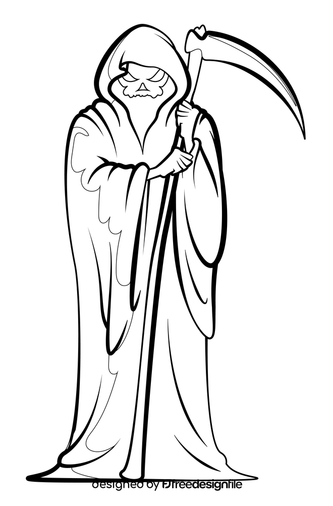 Grim reaper drawing black and white clipart