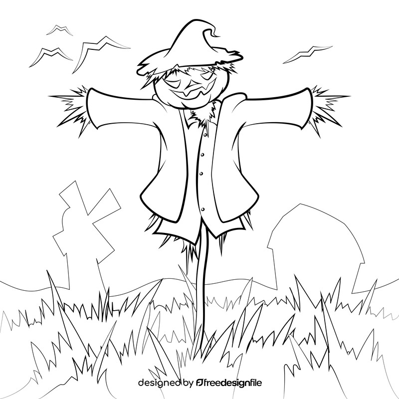 Halloween scarecrow black and white vector