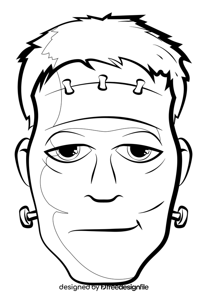 Frankenstein head drawing black and white clipart