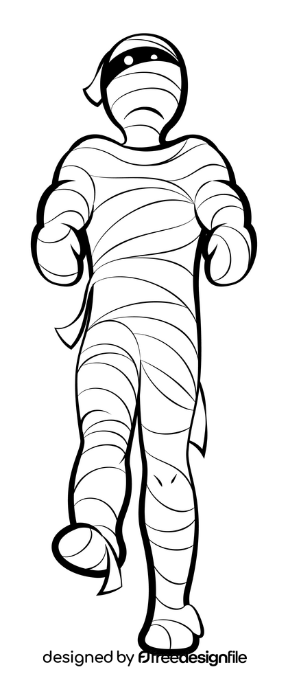 Halloween mummy drawing black and white clipart