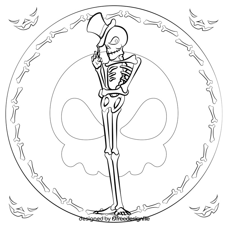 Halloween skeleton black and white vector