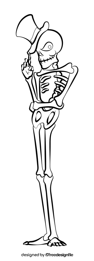 Halloween skeleton drawing black and white clipart