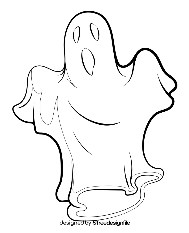 Ghost drawing black and white clipart