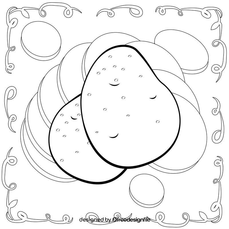 Potato vegetable drawing black and white vector