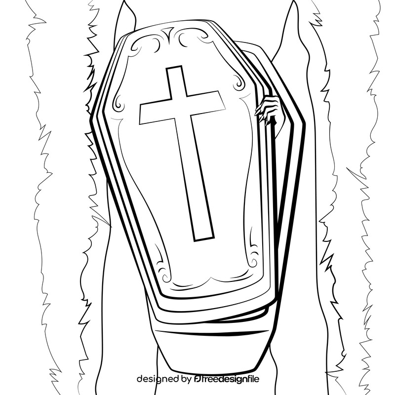 Vampire coffin black and white vector