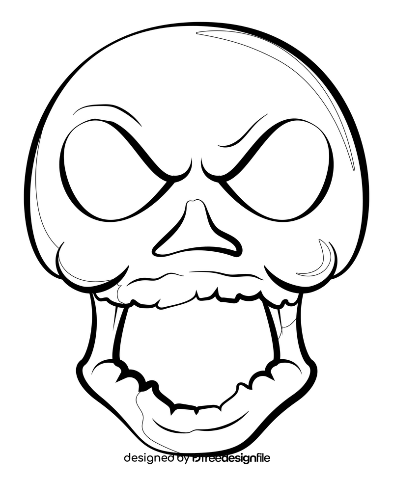 Skull drawing black and white clipart