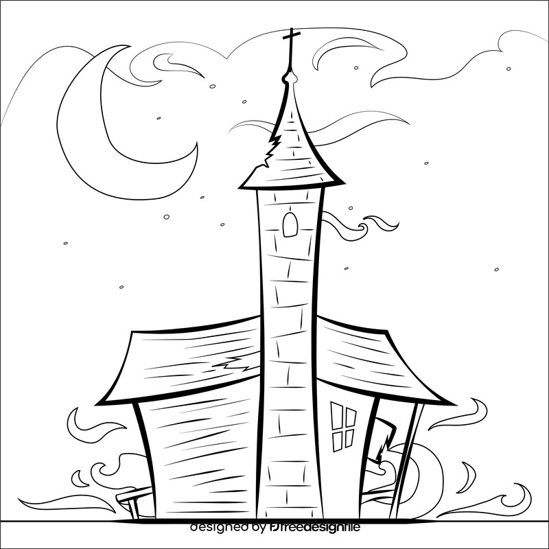 Haunted house black and white vector