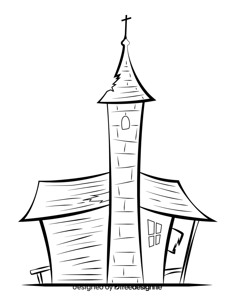 Haunted house drawing black and white clipart