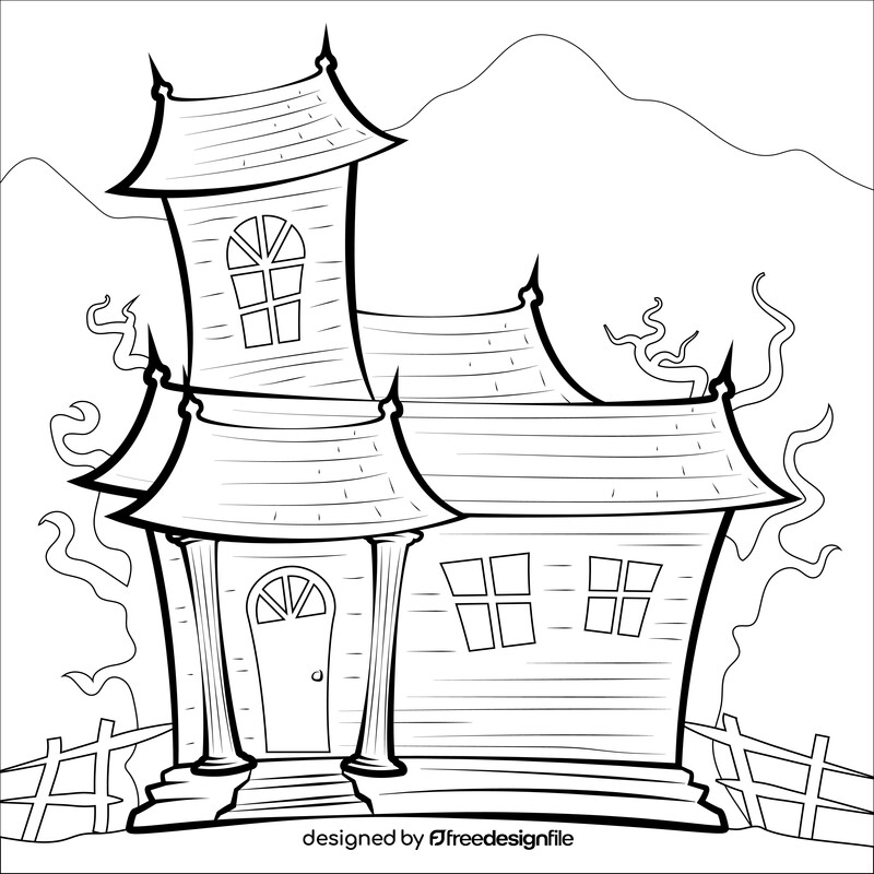 Halloween haunted house black and white vector