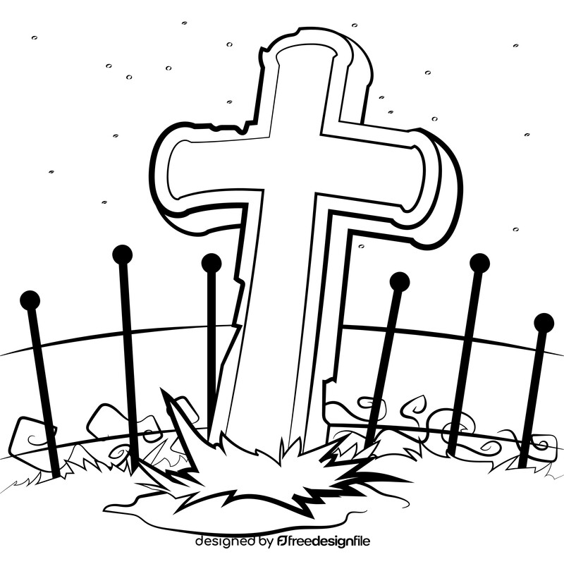Tombstone cross black and white vector