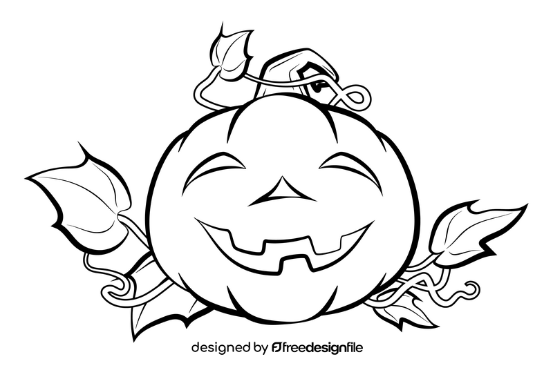 Happy pumpkin drawing black and white clipart