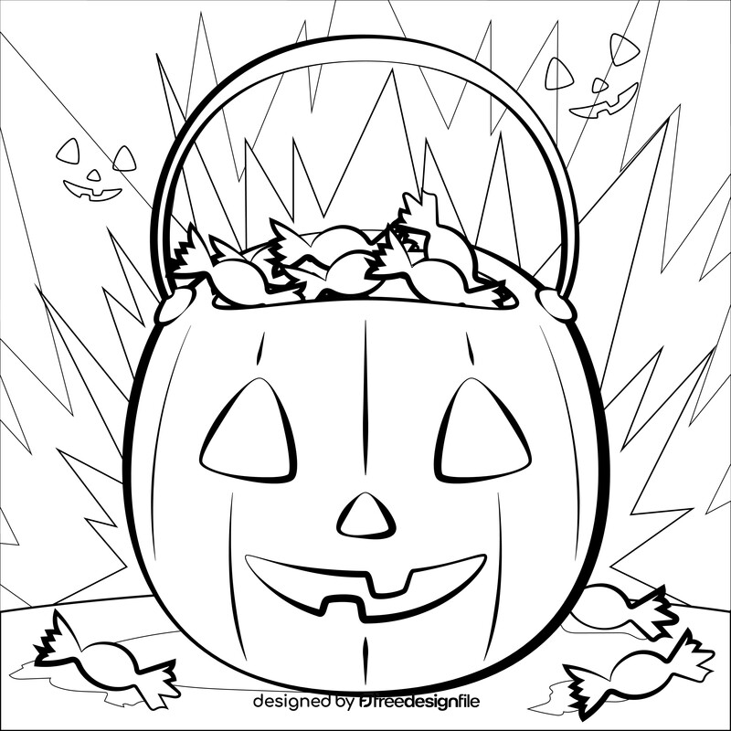 Halloween candy bucket black and white vector
