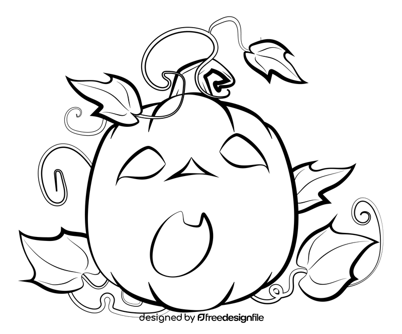 Surprised pumpkin drawing black and white clipart