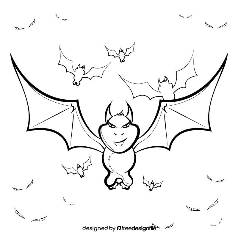 Vampire bat black and white vector