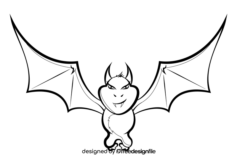 Vampire bat drawing black and white clipart