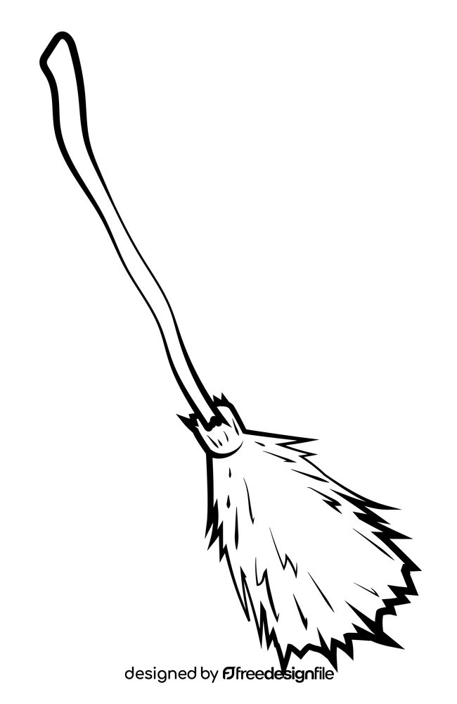 Witch broom drawing black and white clipart
