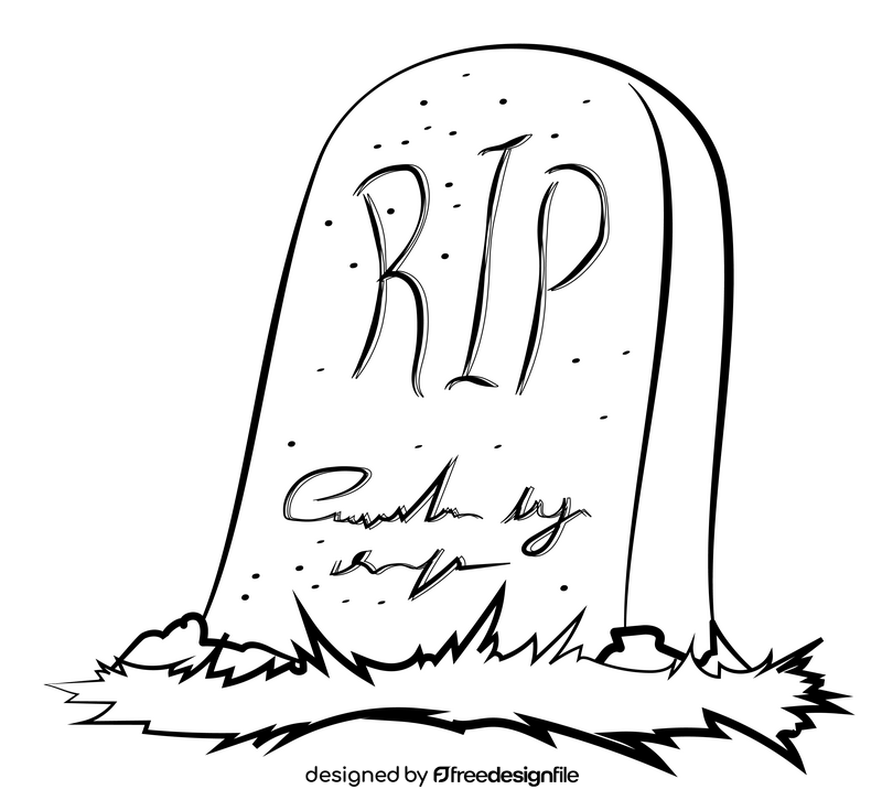 Gravestone drawing black and white clipart