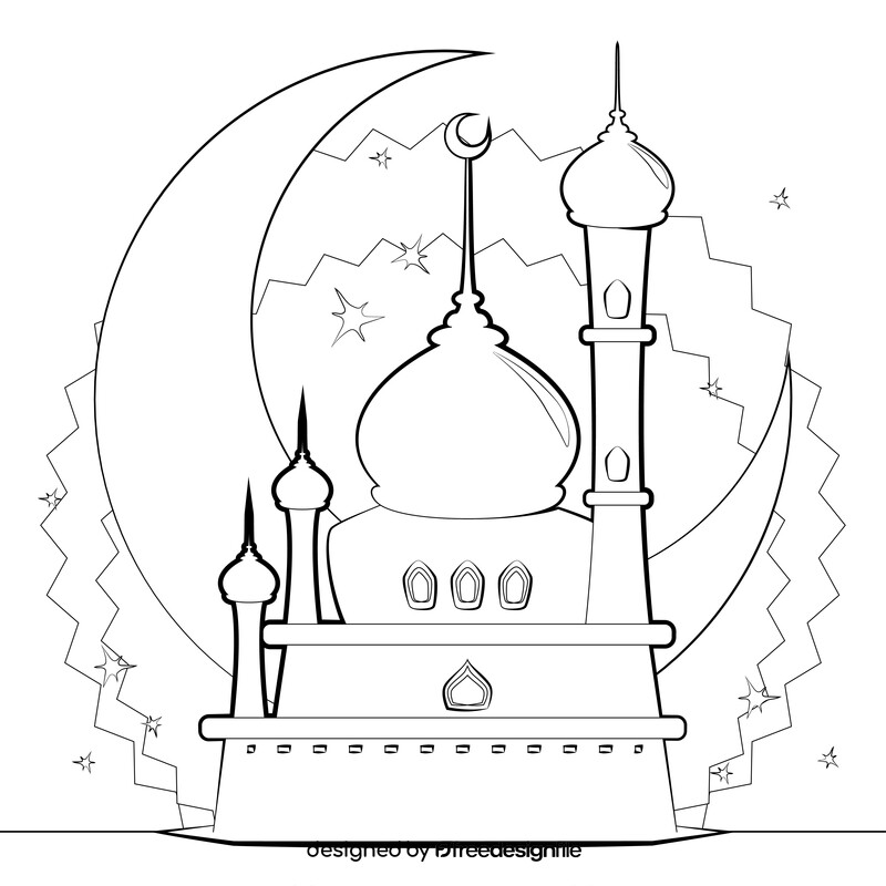 Mosque black and white vector