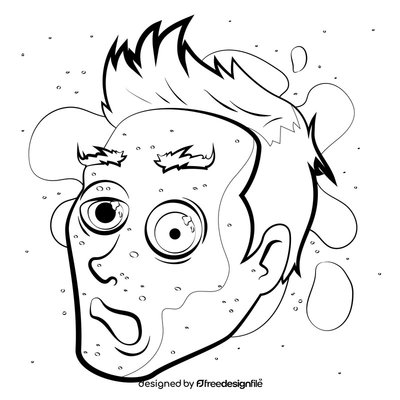 Zombie head black and white vector