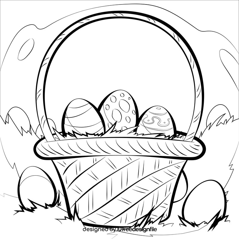 Easter basket with eggs black and white vector