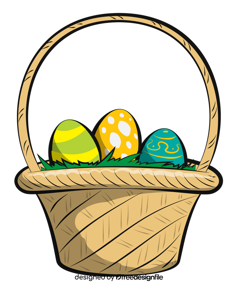 Easter basket with eggs clipart