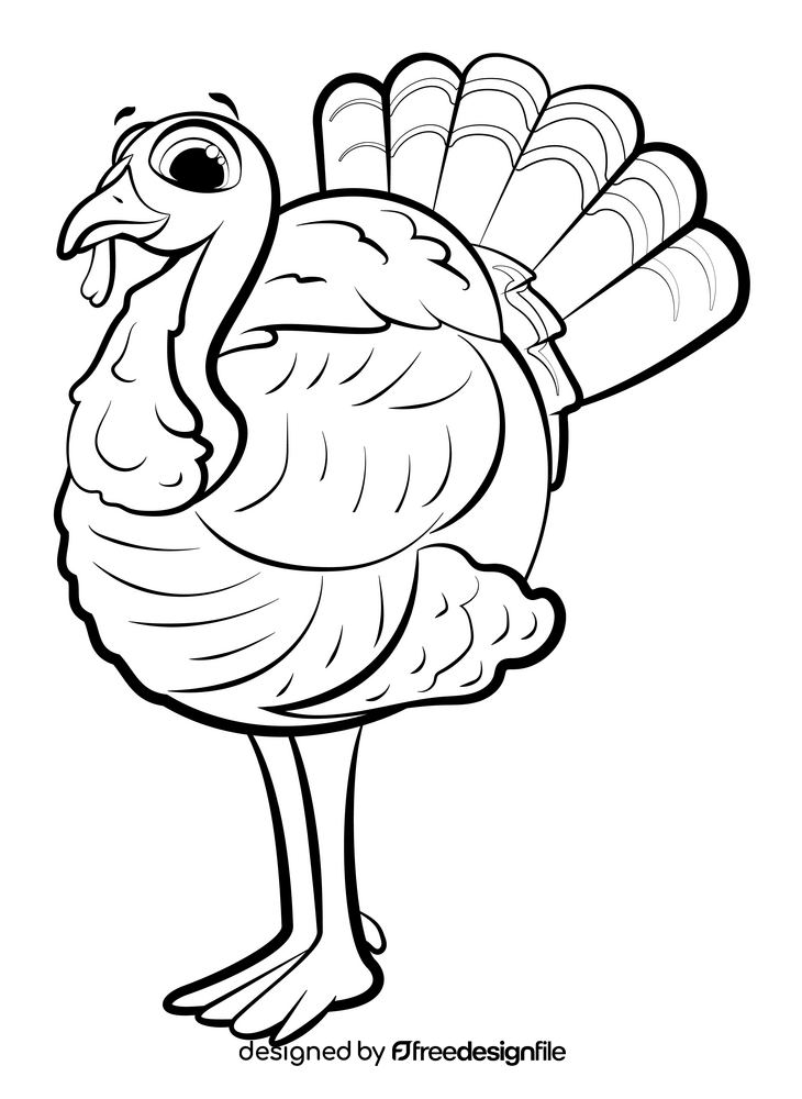 Turkey drawing black and white clipart