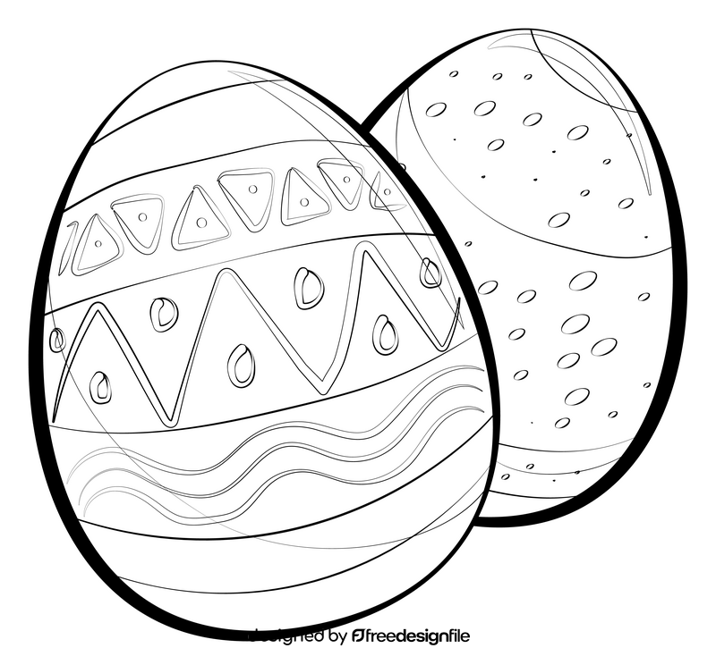 Easter eggs drawing black and white clipart