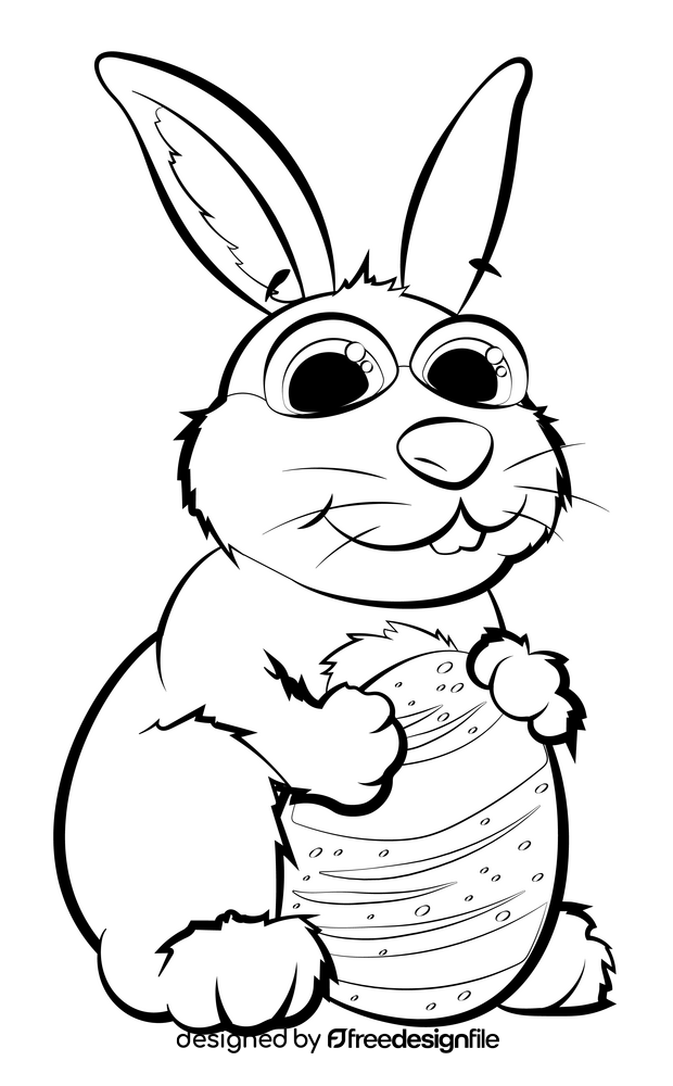 Easter bunny drawing black and white clipart