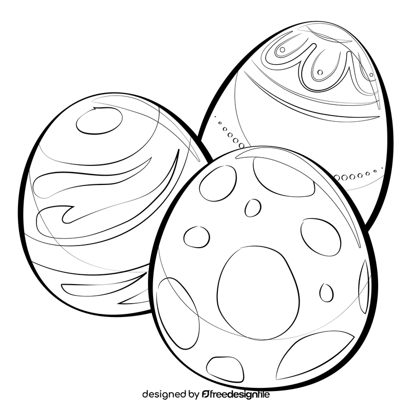 Easter eggs drawing black and white clipart