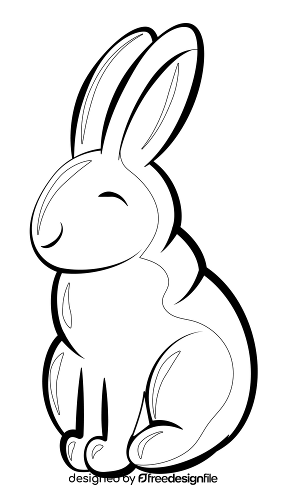 Easter chocolate bunny rabbit drawing black and white clipart