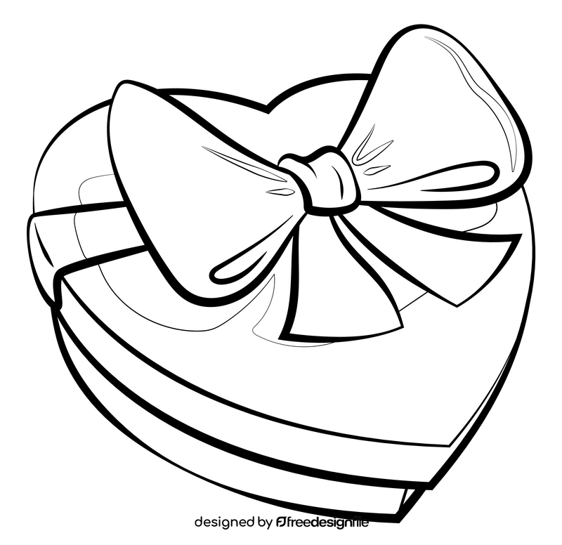 Valentines day gift drawing black and white clipart